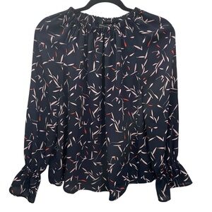 Banana Republic Navy Blouse with Abstract Print